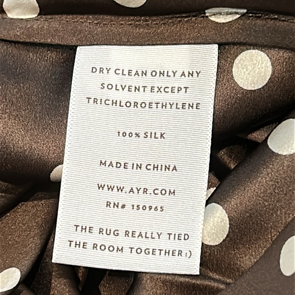 NEW AYR The La Di Da Sicilian Umber Dot Brown Silk Midi Skirt size X-Large - Picture 7 of 12